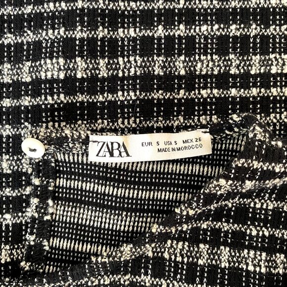 ⚫ ⚪ Chic Zara b&w shift dress with puff sleeves in tweed-like fabric ⚪ ⚫ - Picture 7 of 8